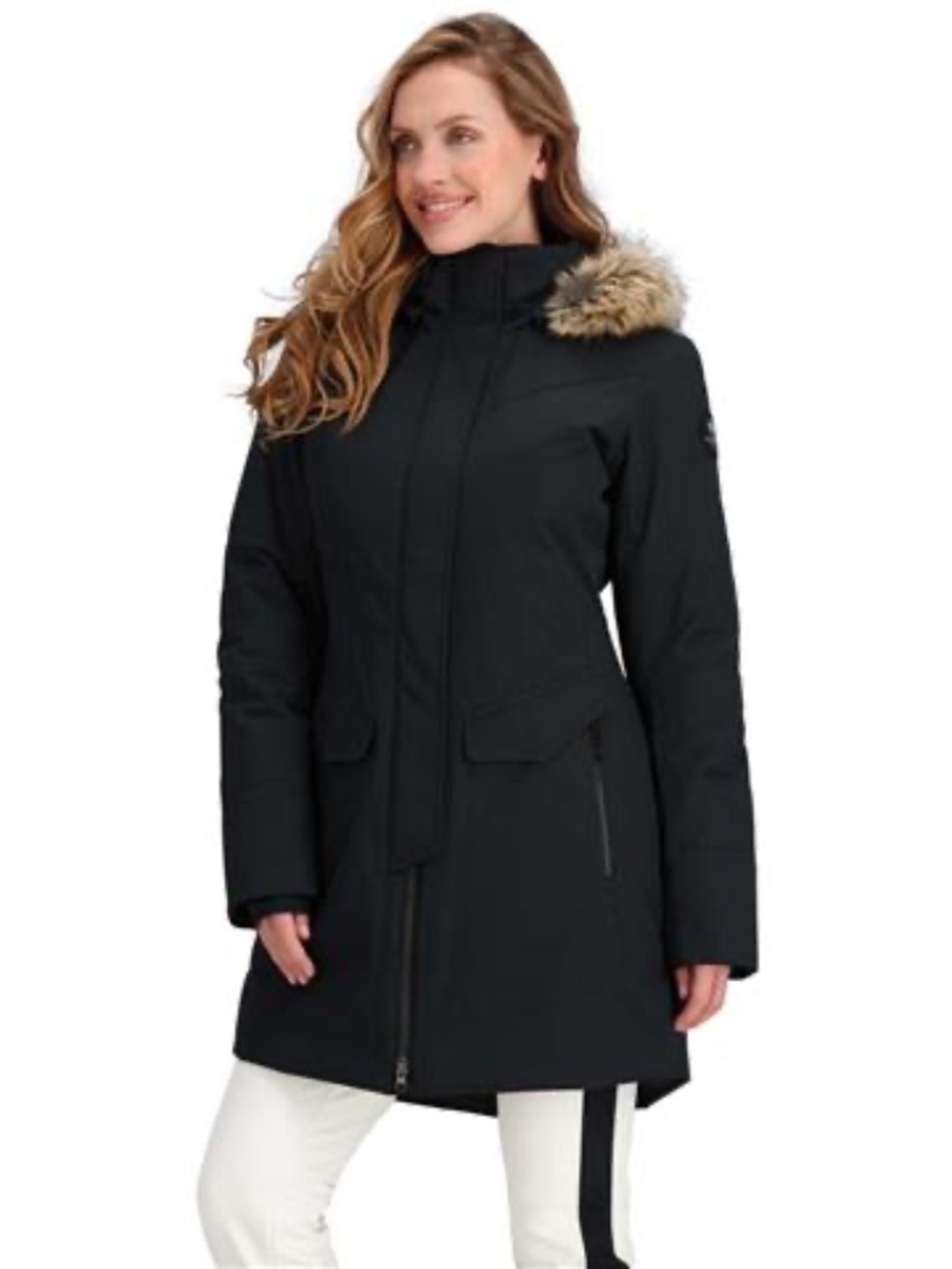 Black Obermeyer Sojourner Down Parka Faux Fur Hood Winter Coat 4